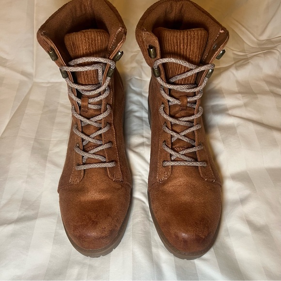 Universal Thread Shoes - Universal Thread Women’s 11 Brown Micro Suede Sweater Cuff Ankle Combat Boot